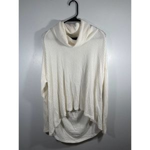 Anthropologie Saturday Sunday Ribbed Cowl Neck Tunic Top White XS/S